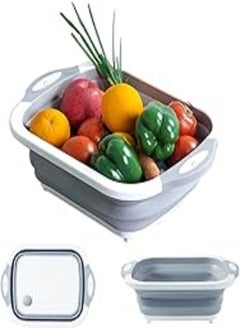 Buy Collapsible Cutting Board, 3 in1 Foldable Chopping Board, Space Saving Vegetable Washing Basket with Draining Plug in Egypt