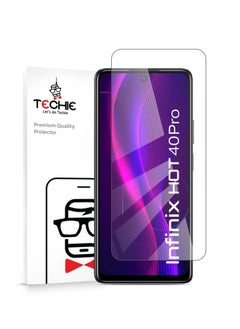 اشتري HD Tempered Glass Screen Protector for Infinix Hot 40 Pro - Anti Reflection Anti Bubbles 9H Hardness 0.33 mm Rounded Edges Easy Installation في السعودية