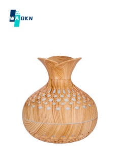 Buy Flower Shaped Wooden Humidifier Scent Diffuser with Powerful Humidifying, 300ml Large Capacity, USB Powered Mist Humidifier for Offices Bedrooms, Silent Operation, Flower Vase Shape, Wood Grain Design in UAE
