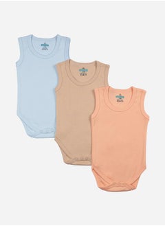 Buy Pack of 3 - Solid Sleeveless Bodysuit in Saudi Arabia