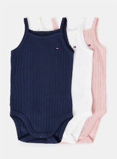 Buy Baby Girls Pointelle Bodysuit (Pack of 3) in UAE
