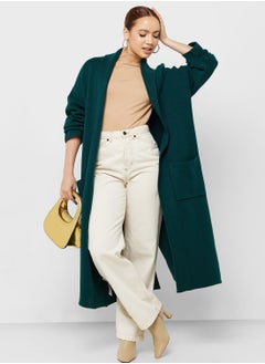 Buy Pocket Detail Ribbed Longline Coat in Saudi Arabia