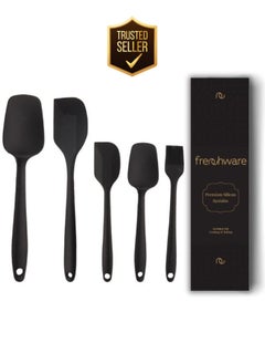 Buy Non-Stick Premium Silicone Spatula for Cooking, Baking & Mixing, Seamless Design (Set of 5 Spatulas, Black) in UAE