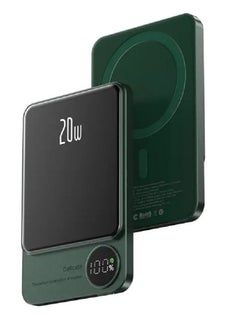 اشتري DOLTRI - Newest Portable 20W Charger 5000mAh Mini Power Bank, Magnetic Wireless Fast Charging Aluminum alloy with LED Display Q9 (Green) في الامارات
