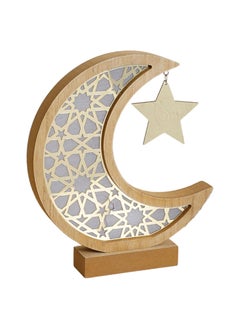 Buy Ramadan Eid Mubarak Ornaments Wooden Moon Star Ramadan Table Plaque Ornament Tabletop Decoration for Festival Home Party Supplies (Star) in UAE