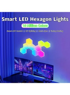 Buy 6-Panels Smart LED Hexagon Lights Wall Lights LED Light Panels Gaming Lights DIY Geometry RGB Room Lights with Music Sync App WIFI and Remote Controlfor Gaming Room Living and Bedroom in Saudi Arabia