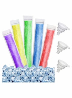 اشتري 100 Pieces Disposable Ice Mold Bags Homemade ice lolly with Funnels Freeze Snacks Freezer Tubes for Healthy Juice Smoothies (8.7 x 2.4 Inch) في الامارات