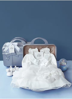 Buy Baby gift box, white dress, skirt, pure cotton yarn in Saudi Arabia