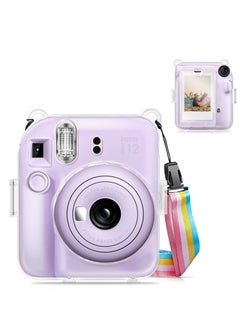 Buy Protective Case Compatible with Fujifilm Instax Mini 12 Instant Film Camera/Crystal Hard Shell PVC Protective Cover Carrying Cover/with Adjustable Shoulder Strap -Clear in UAE