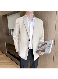 اشتري 1 x 5 pcs Mens Casual Blazer 2022 Autumn Trendy British Jacket Apricot في السعودية