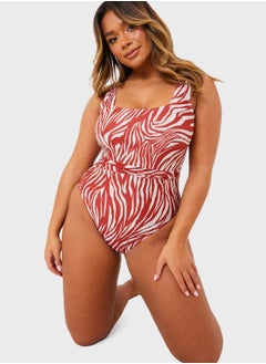 Buy Printed Tie Detail Swimsuit in Saudi Arabia