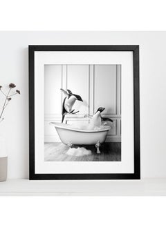 اشتري Penguins In Tub Bathroom Poster With Frame 30x40 cm في الامارات