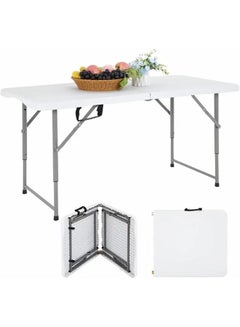 Buy Folding Table 4 Foot Portable Heavy Duty Plastic Fold-in-Half Utility Foldable Table Small Indoor Outdoor Adjustable Height Plastic Folding Table, Camping and Party in Saudi Arabia