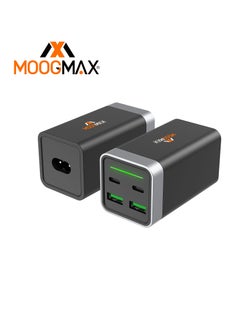 Buy GaN 80W Quick charger support PD 80W 4 Port Desktop Charger Black from Moogmax in Saudi Arabia
