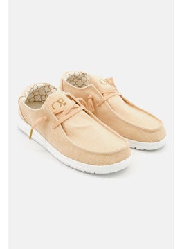 اشتري Women Linen Lace Up Casual Shoes, Tan في الامارات