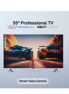 اشتري Geepas 55- Inch VIDAA 4K Ultra HD Smart TV Frameless Design and Matte Silver Finish Pre Installed Apps Bluetooth Connectivity and Screen Sharing Dolby Digital في الامارات