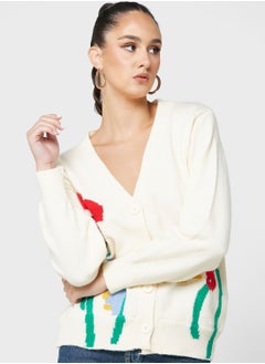 Buy Floral Intarsia Cardigan in Saudi Arabia