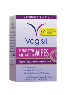 Buy Anti-Itch Medicated Feminine Intimate Wipes 12 Wipes in UAE