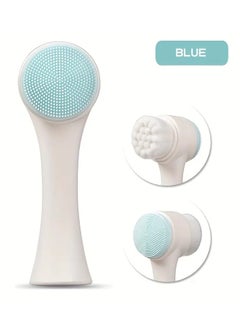 Buy Soft Silicone Double Face Wash Brush Household Manual Cleansing Brush 3D Face Washer Facial Clener Dual Purpose Massage Brush Blue in UAE