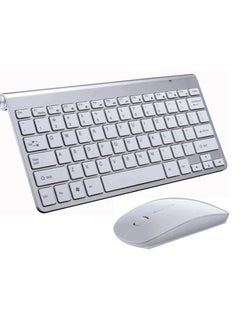 Buy 2.4G Textured Ultra Thin Wireless Keyboard Mouse Combo For Apple Mac Silver in Saudi Arabia