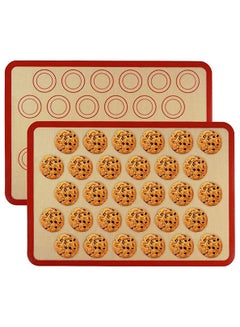 Buy Silicone Baking Mat, 2 Pieces Reusable Food Grade Silicone Sheets, Non-Stick Macaron Baking Supplies, Easy to Clean, Silicone Baking Non-Slip Mat for Bread Making Pastry Cake Cream Pizza (Red) in Saudi Arabia