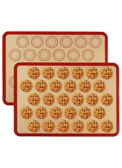 اشتري Silicone Baking Mat, 2 Pieces Reusable Food Grade Silicone Sheets, Non-Stick Macaron Baking Supplies, Easy to Clean, Silicone Baking Non-Slip Mat for Bread Making Pastry Cake Cream Pizza (Red) في السعودية