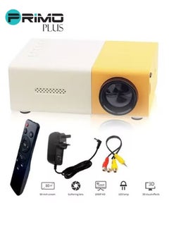 Buy Portable QVGA LED 400 Lumens Projector With Remote Control White/Yellow in Saudi Arabia