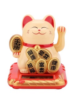 اشتري Solar Powered Lovely Lucky Cat Ornaments Desktop Craft Art Home Shop Hotel Shaking Hand Chinese Lucky Cat Wealth Waving Fortune Home Decor (Gold) في الامارات