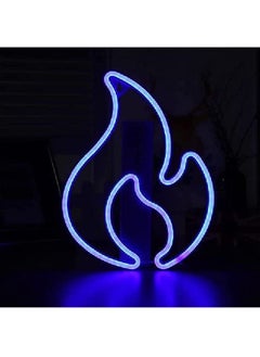 اشتري Flame Neon Sign, LED Hanging Light, USB/Battery Powered, for Bedroom Wall Decoration, Kids Room, Restaurant, Party, Bar, Birthday Gift (Blue) في الامارات