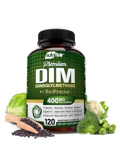 Buy NutriFlair DIM Supplement 400mg with Bioperine, 120 Capsules -  Acne and Skin Care for Men & Women 120 capsules in UAE