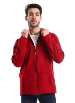 اشتري Soft Fleeces Red Solid Zipped Sweatshirt في مصر