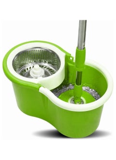 Buy Mops for Floor Cleaning Stainless Steel Spin Mop and Bucket with 5.8L Capacity, Hands Free Wringing, Telescopic Mop Handle, 360° Rotating Mop Head, Reusable Refills Green. in UAE