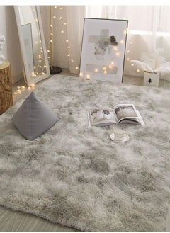 Buy COMFY SOFT & FLUFFY ANTI SKID LIVING/BEDROOM LIGHT GREY TIE AND DIE CARPET 160 X 210 CM in UAE