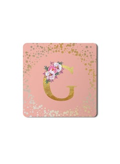 Buy Designer Leather Coasters Mat for Beverage Drinks- Custom Monogram Initial Letter Floral Pattern Alphabet - G (Rose Pink) in UAE