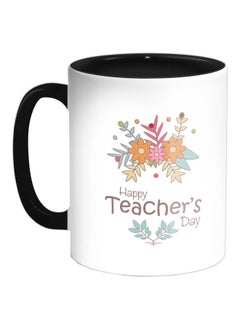 اشتري كوب قهوة مطبوع عليه Happy Teacher's Day أسود/أبيض/وردي 325 مل في الامارات