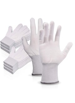 اشتري Nylon White Working Gloves Labor Vinyl Wrap Gloves Non-slip PC Building Gloves في الامارات