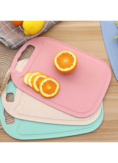 اشتري Mini Kitchen Cutting Board Mat Small Fruit Cutting Board Straw Plastic Cutting Board, Juice Slot, Padded Easy Grip Handle, Non-Hole (13" x 8.5") 3-Pack في السعودية