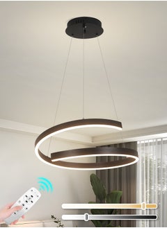 اشتري Modern LED Chandelier for Bedroom and Living Room - Round Black 23W Adjustable Ceiling Light with Remote Control and Three-Color Dimming  , Applicable area :10-12m في الامارات