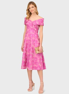 Buy Off-Shoulder Printed Dress in UAE