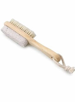 Buy Foot Brush, Exfoliating Brush with Pumice Stone and Wooden Handle, Pedicure Brush, Foot Scrubber Brush for Massage Sauna Foot Care and Remove Dead Skin Callus Exfoliator in UAE