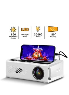 اشتري Mini Projector, Same Screen Projector Full HD LED Light 1080P Portable Outdoor Film Projector for iOS, Android, Compatible with TV Stick/HDMI/Smartphone/PS4/USB [Includes Remote Control] في السعودية