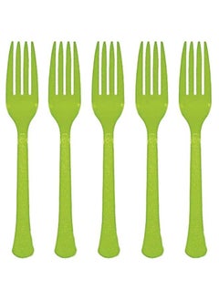 Buy Reusable Heavy Duty Food Grade Plastic Forks, Kivi Green - 20pcs in UAE