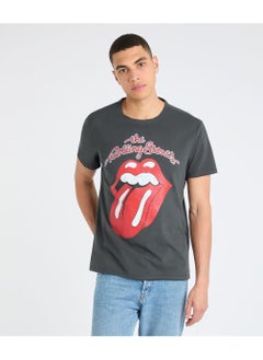 Buy The Rolling Stones Vintage Logo T-Shirt Charcoal Grey in UAE