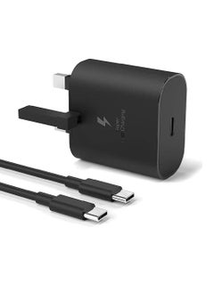 اشتري محول سفر سريع الشحن 25 وات PD مع كابل USB-C إلى USB-C لهواتف Samsung Huawei Xiaomi و Android الذكية ، أسود في الامارات