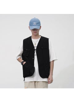 اشتري Japanese Style Workwear Vest Mens and Womens Trendy Brand Hong Kong Style Loose Jacket Vest Mens Retro Multi-pocket Sleeveless Waistcoat Mens TrendyThe most Era-M01 vest-Black The most Era-M01 vest-Black في الامارات