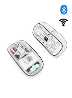 اشتري Wireless Mouse Crystal Transparent, Gaming Adjustable DPI, Triple 2.4G Mode Switching Bluetooth 2, Rechargeable digital display Silent Mouse for PC Laptops Mac iPhone Android - White في الامارات