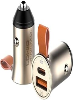 Buy LDNIO C509Q Fast Car Charger 30W With 2 USB Port Including 1 QC4+ and 1 PD USB-C Port With Micro Cable - Gold in Egypt