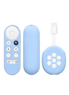 اشتري Silicone Remote Cover Set Compatible with Google Chromecast 2020 4K, Anti-Slip Shockproof TV Set Top Box Sleeve Cover (Blue) في الامارات