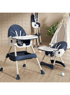 اشتري Baby High Chair, Folding Recline Feeding Seat Height Adjustable Child Feeding Chair, Multifunctional Baby Dining Chair with Removable Double Compartment Plate في السعودية