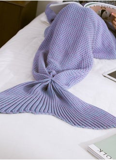 اشتري Knitted Mermaid Tail Blanket Sleeping Bag Cotton Purple M في الامارات